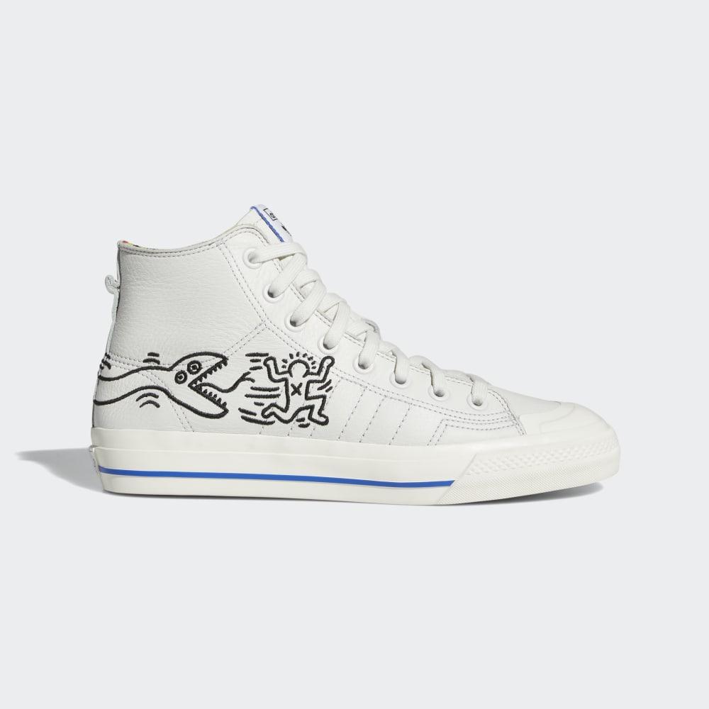 Adidas Men's Nizza Hi RF Keith Haring Originals Shoes White/Blue Ireland EE9297